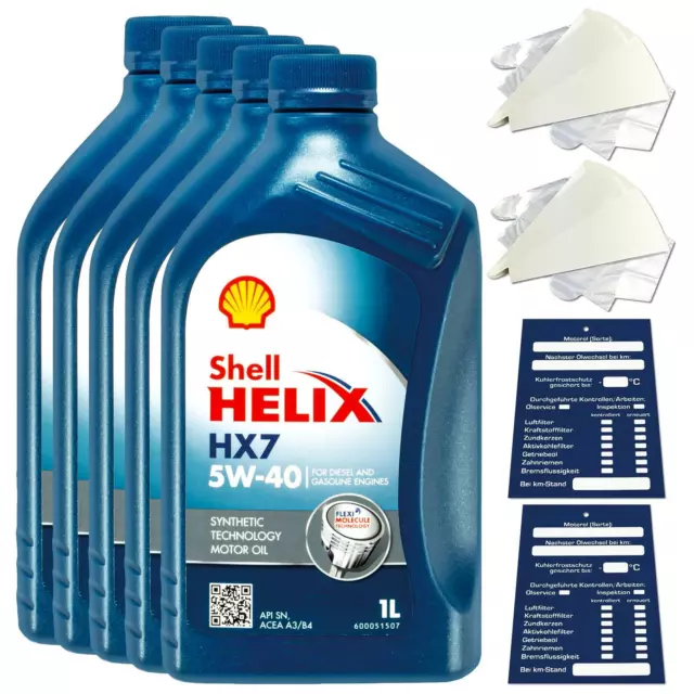 5 Litre Original Shell Helix HX7 5W40 L'Huile De Moteur 550046276 550046275 Kit