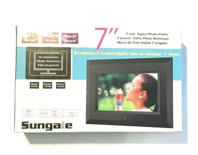 7" LCD High Resolution Digital Photo Frame Slideshow CD 705 Sungale Cadre Photo