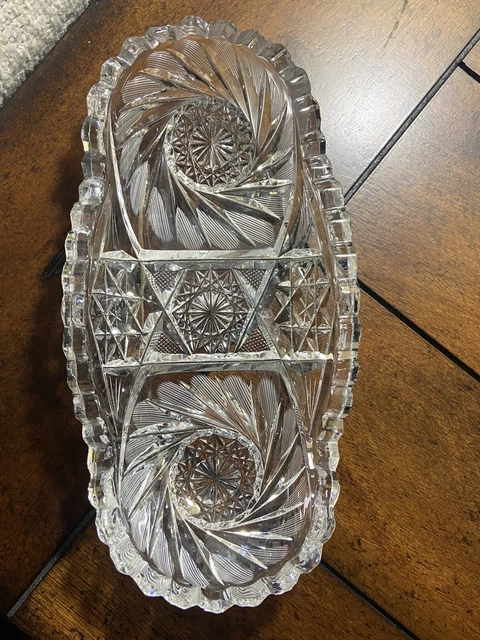 American Brilliant ABP Cut Glass Crystal Celery Bowl Dish