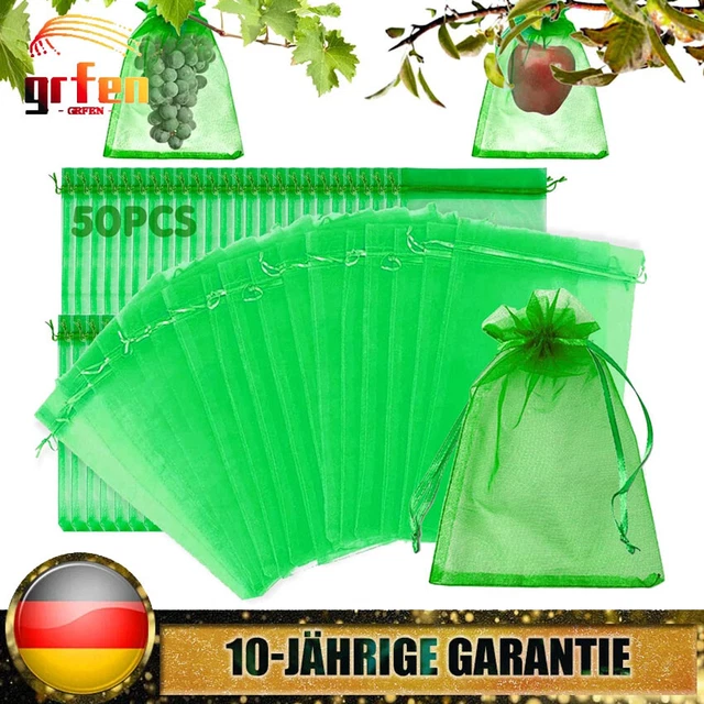 100 Stück Obstschutzbeutel – Grüne Netzbeutel Mit Kordelzug, 20,3x30,5cm, Zum Schutz Von Früchten Vor Vögeln & Insekten
