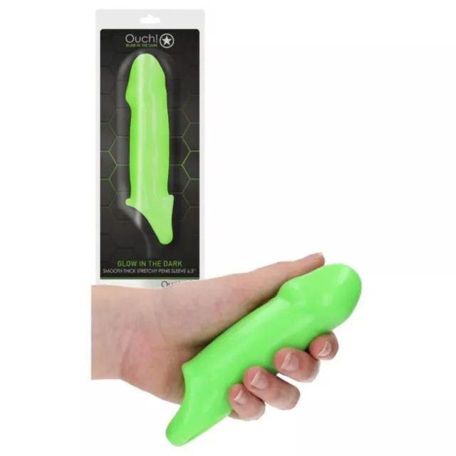 Guaina fallica manicotto per ingrandimento allungamento pene Glow in the dark