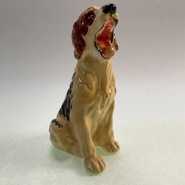 Chalk Ware Dog Figurine - Dated Jan 28, 1944