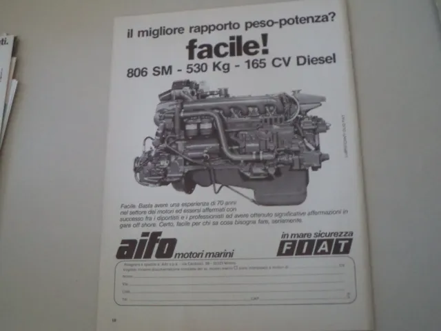advertising Pubblicità 1977 MOTORI MARINI FIAT AIFO