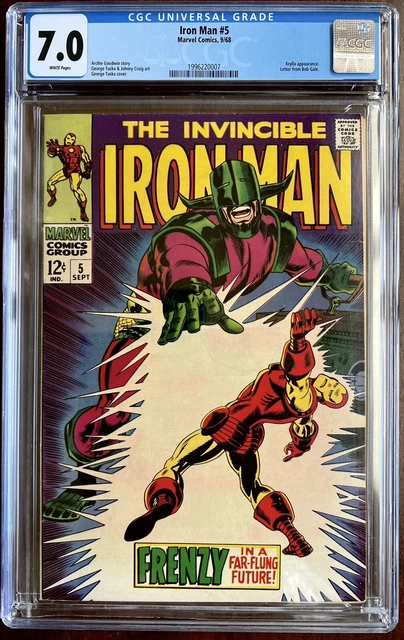 Iron Man #5 CGC 7.0 (F/VF) White Pages, Marvel Comics, 1968. FREE SHIPPING