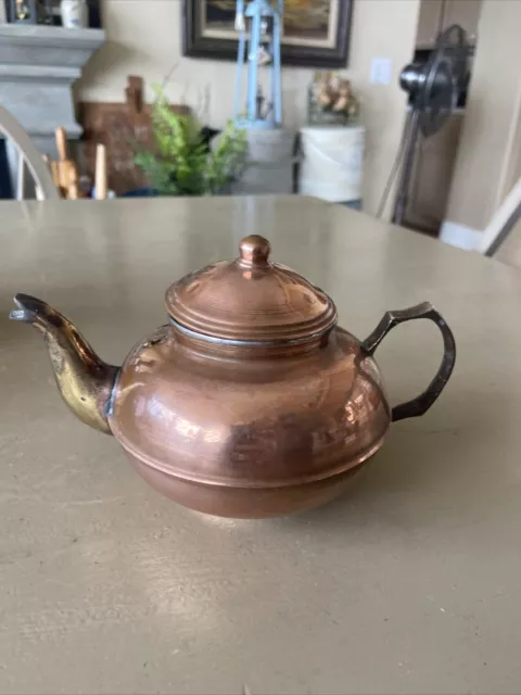 Vintage Small Tea, Water, Coffee Kettle Pot Copper Brass