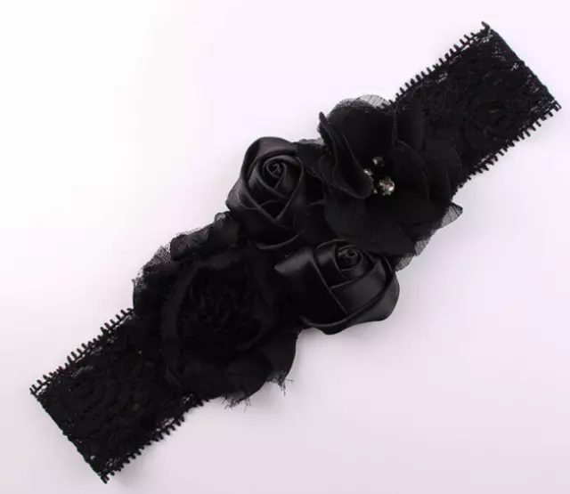 Baby Girls Rose Flower Headband Elastic Soft Lace Band Hairband Hair Accessories 2