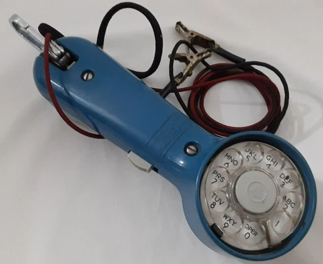 Vintage Telephone Lineman Tester Rotary Dial Western Electric Bell Line Blue Set