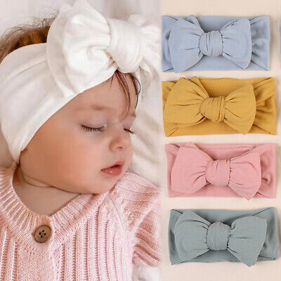Baby Girls Large Bow Knot Headband Infant Newborn Toddler Hair Band Head Wrap UK