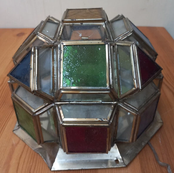 Bonita Lampara O Plafon Granadino Para Techo De Cristales De Colores