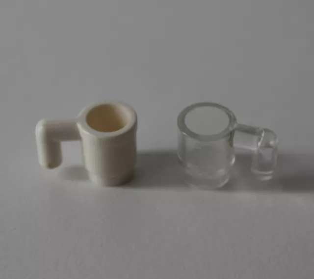 LEGO  2 Stück, Tassen, Becher, Kaffeetasse, weiß,  Zubehör Minifiguren