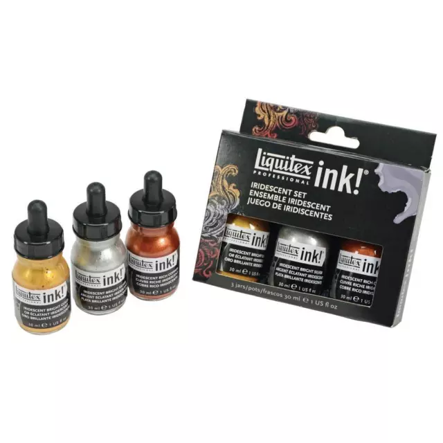 Liquitex Professional Acrylic Ink Set of 3 - Iridescent, Colour or Transparent