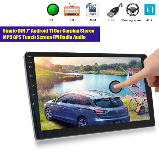 Single DIN 7" Android 11 Car Carplay Stereo MP5 GPS Touch Screen FM Radio Audio