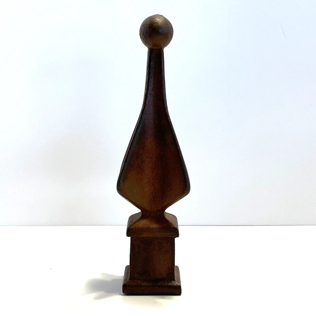 8” Cast Iron Gate Fence Finial Topper Ball Point Quad Spear Style Rust