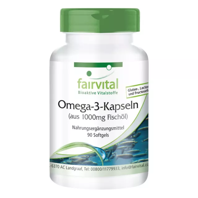 Omega-3-Kapseln aus 1000 mg Fischöl - 90 Softgels | EPA und DHA | fairvital