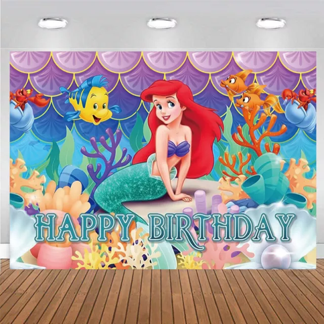Little Mermaid Theme Backdrop First Birthday Party Decorations Background Banner