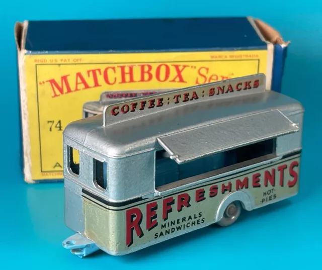 Mobile Refreshment Canteen Matchbox Lesney #74 GPW MINT!! Grey Gray Wheels D Box