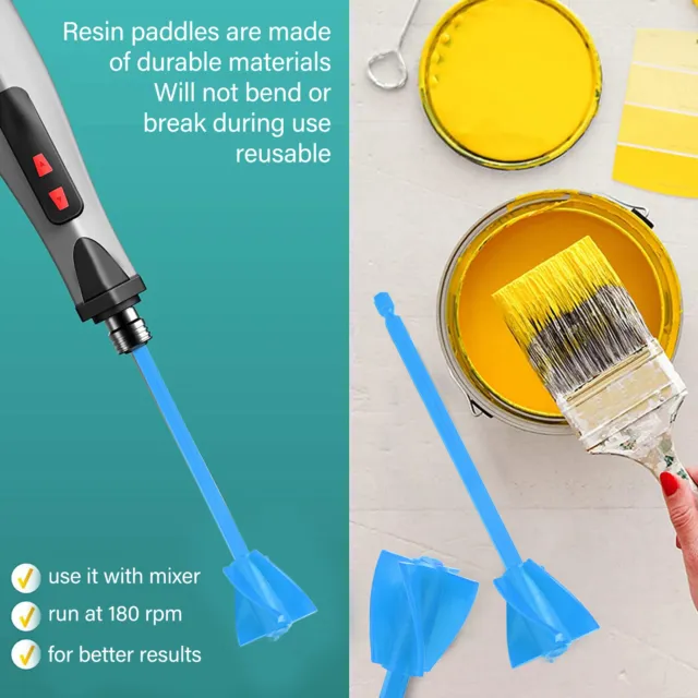 (Blue) Resin Mixer Paddles 4Pcs 5 Blades Reusable Paint Mixer Drill