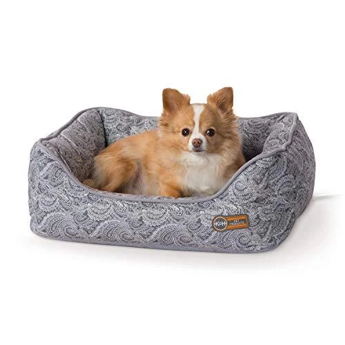 K&H Pet Products Thermo-Water Bolster Heated Orthopedic Dog Bed Gray Small 17...