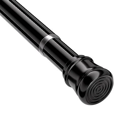 Tension Curtain Rod for Windows 28 to 48 Inch，Spring Tension Rods Black Curta...
