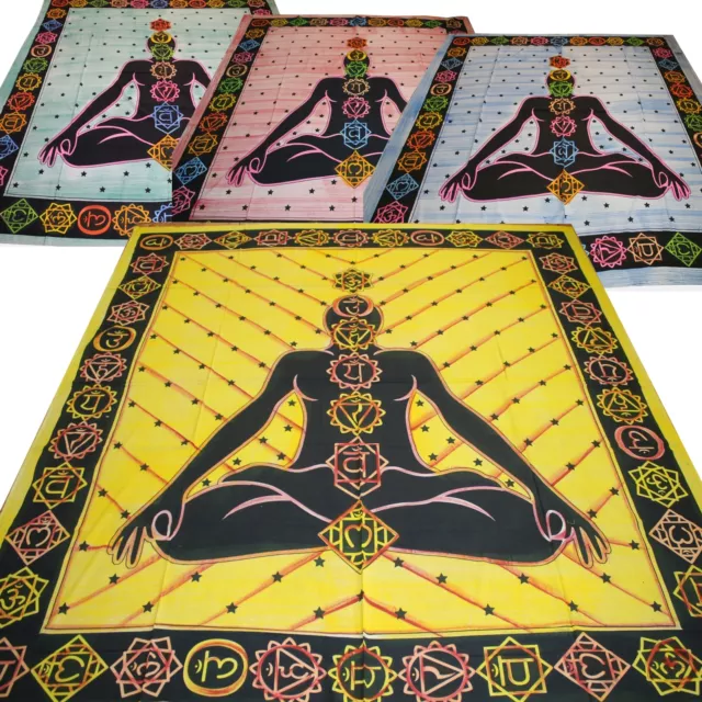 Tagesdecke XL Bettüberwurf Chakra Meditation Baumwolle Yoga Kundalini Dekotuch