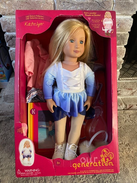 Our Generation Katelyn Deluxe 18 Inch Doll with Book and Skating Outfit in Box