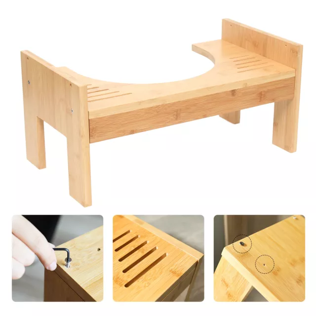 Taburete de inodoro silla de inodoro ayuda de inodoro adultos niños de bambú
