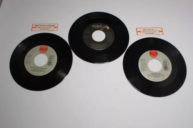 Lot of 3 Baillie and the Boys 45 RPM Country Music Records w/ 2 Jukebox Strips