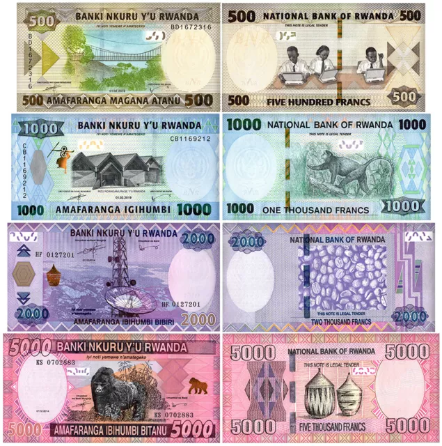 Rwanda 500-5000 Francs 4 Pieces Set, 2014-2019, P-39-42, UNC
