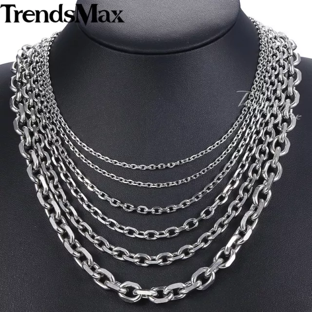 2.5-10mm 18"-36" Men's Silver Stainless Steel Rolo Link Necklace Chain Xmas Gift 2