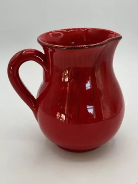 Vintage Red Italian Art Pottery Ceramic Pitcher Wine / Water Jug Made in Italy