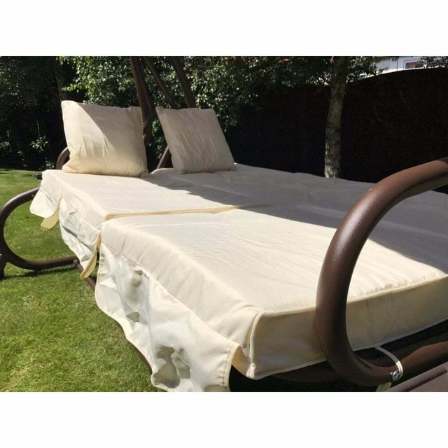 SOMERSET 3 SEAT Swing Hammock Bed Heavy Duty Garden Bench Patio Brown Cream Seat 269.99 PicClick UK