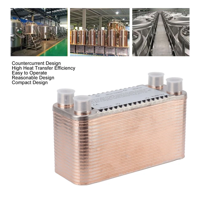 40 Plates Heat Exchanger NPT1/2 Thread Countercurrent Cooler For Water Heating