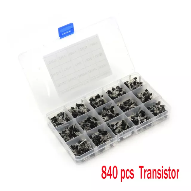840pcs 24 Types Power Transistors Assortment Component Kit With Box NPN PNP