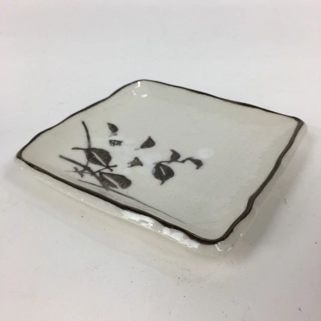 Japanese Porcelain Small Plate Vtg Square Shape White Flower Kozara PP776