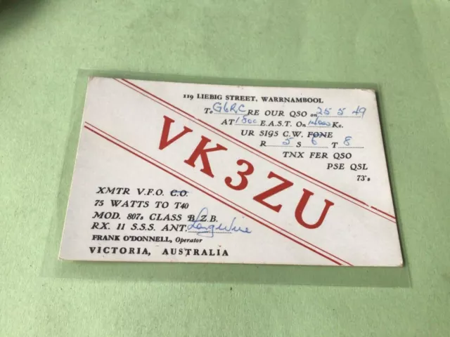 Vintage QSL Radio communication card  Australia  1949  Ref 53162