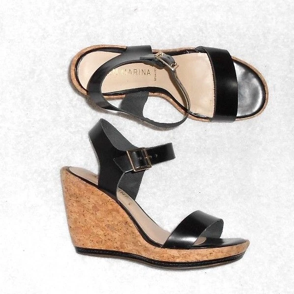 Sandales Compensées Free Lance En Cuir Verni Noir - Taille 37 - Très Bon état Occasion