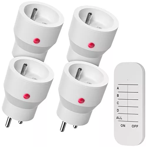 SURNICE Lot de 4 Mini Prises Programmable Telecommande sans Fil, 40M de Distance