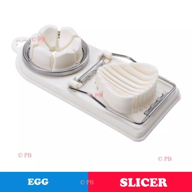 Double Egg Slicer Stainless Steel Boiled Eggs Cutter Slice Wedges Slices