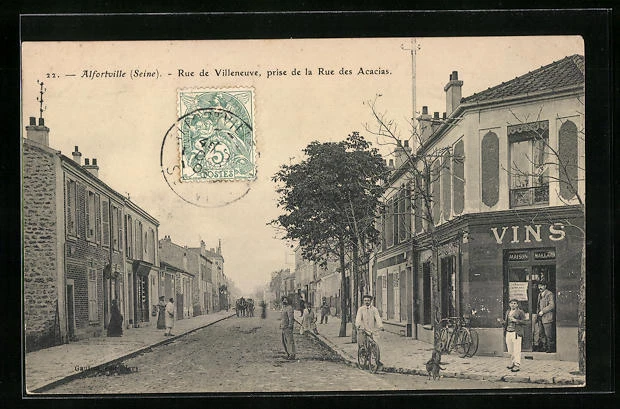 CPA Alfortville, Rue de Villeneuve taken from Rue des Acacias, street view