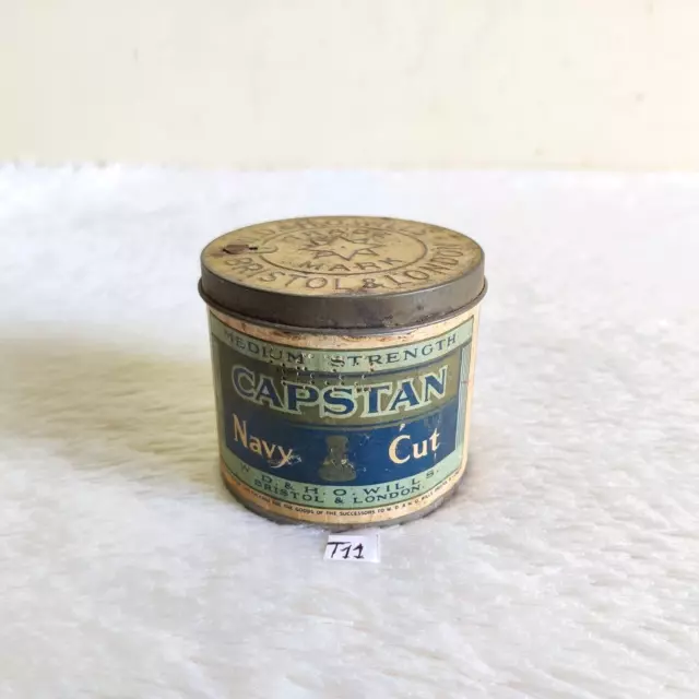 1940s Vintage Wills Capstan Navy Cut Sigarette Pubblicità Carta Latta Box CG73