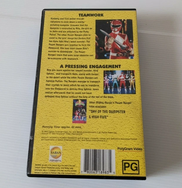 Mmpr Temwork POWER RANGERS MIGHTY Morphin VHS Tape Teamwork & Pressing Engagement PG ...