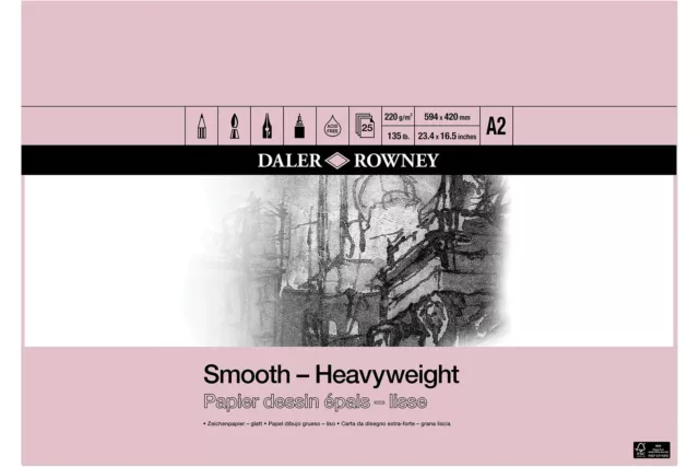 Daler Rowney Heavyweight Cartridge Pad 220gm A2 25s (Pad)