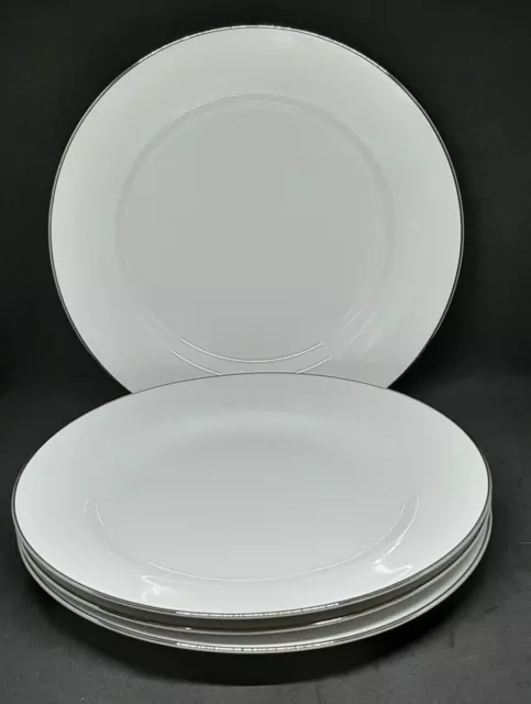 Royal Worcester Classic Platinum Dinner Plates 10.75" Fine Porcelain x4 Vintage