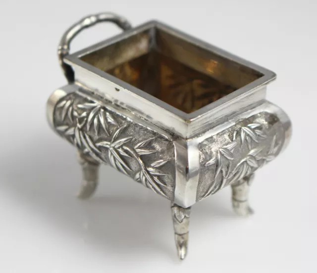 Antico Cinese Export IN Argento Massiccio Sale Bambù Deco Da Hung Chong