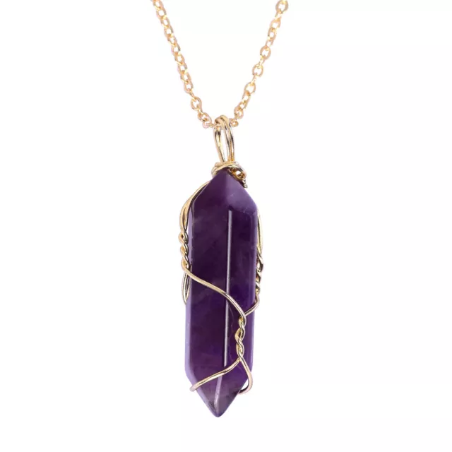 Crystal Necklace Healing Chakra Stone Pendant Natural Gemstone Jewelry w/ Chain