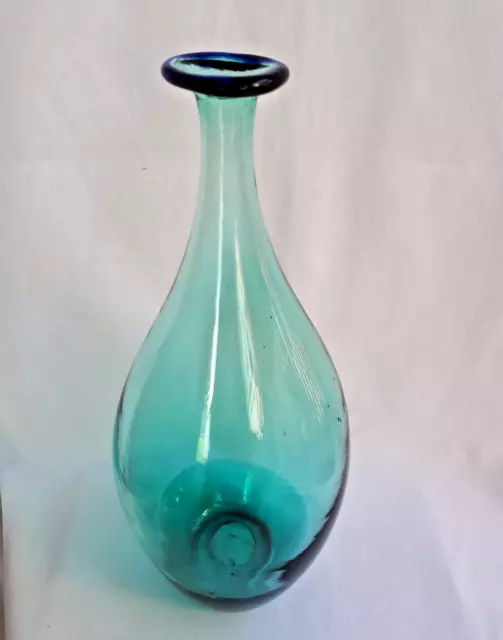 Chris Pantano Art glass Vessel shaded Blue To Green Signed