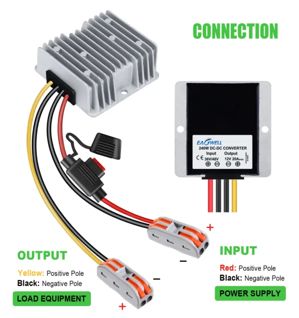 Waterproof 36V / 48V to 12V 20A 240W Step Down DC/DC Power Converter Regulator