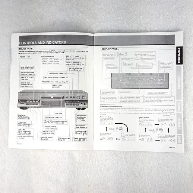 Pioneer PDR-555RW CD Compact Disc Recorder Owner's Manual Factory Issue 4