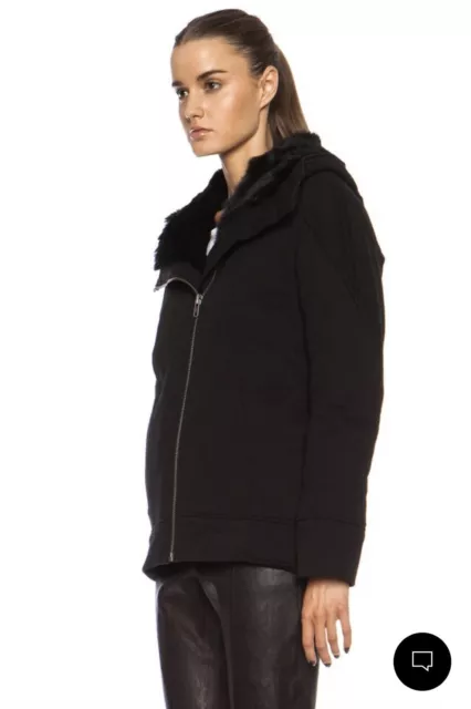 Helmut Lang Magna rabbit fur-trim Tech winter hooded jacket coat size P XS S 3