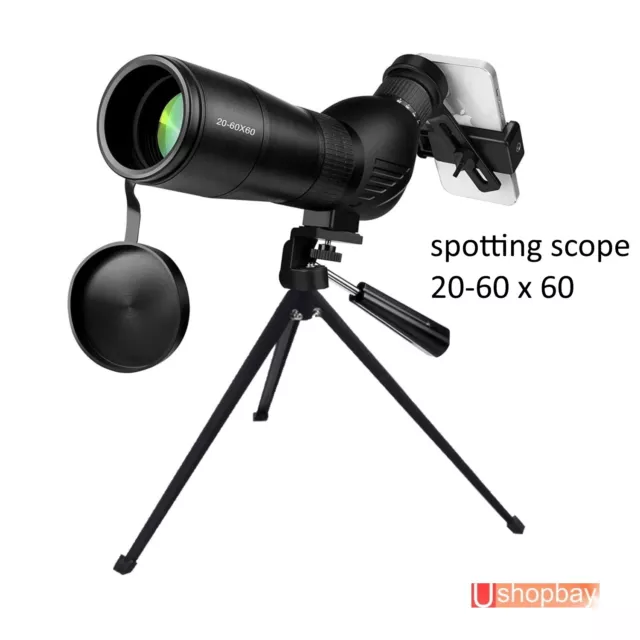 Monocular Zoom Spotting Scope 20-60x60 Bird-watching Telescope + Tripod